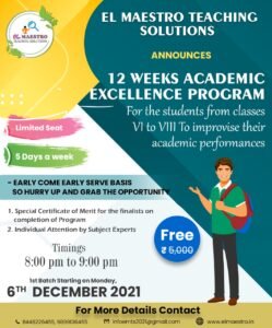 12 Weeks Academic Excellence Program – Classes VI to VIII