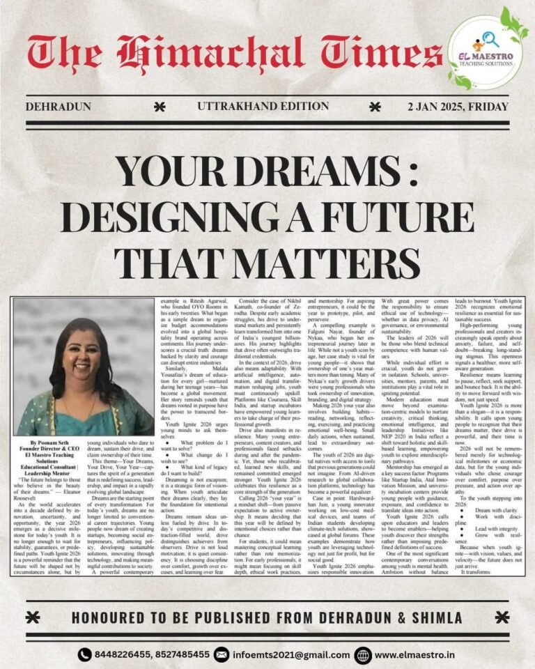 Honoured to be Published in The Himachal Times – Spl. Uttarakhand Edition, 2 Jan 2025